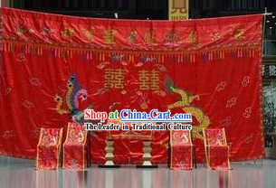 Chinese Traditional Dragon Phoenix Wedding Backdrop