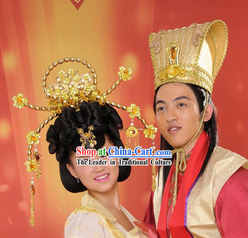 Traditional Chinese Wedding Hair Decoration Crowns for Bride and Groom