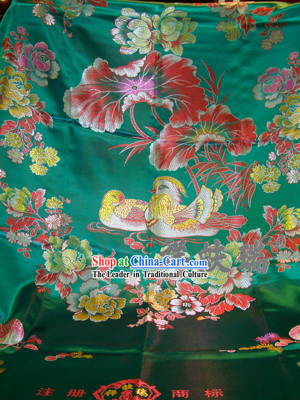 Chinese Peking Rui Fu Xiang Green Wedding Brocade Bedcover