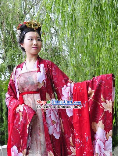 Women's Hanfu Red Wedding Dress Complete Set