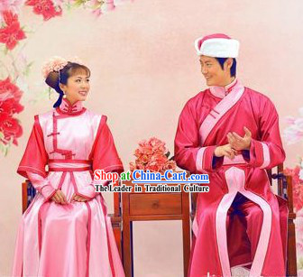 Chinese Wedding Dress and Hat Two Sets for Men and Women
