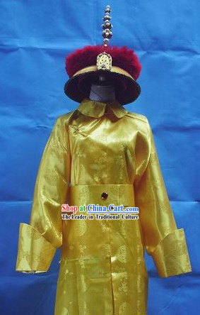 Qing Dynasty Emperor Costumes and Hat Set