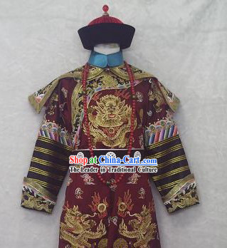 Chinese Qing Dynasty Governor Costumes and Hat for Men