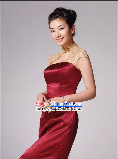 Chinese Royal Red Wedding Qipao Cheongsam