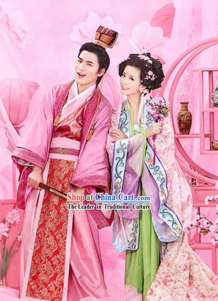 Romantic Traditional Chinese Wedding Hanfu Dress 2 Sets for Couple