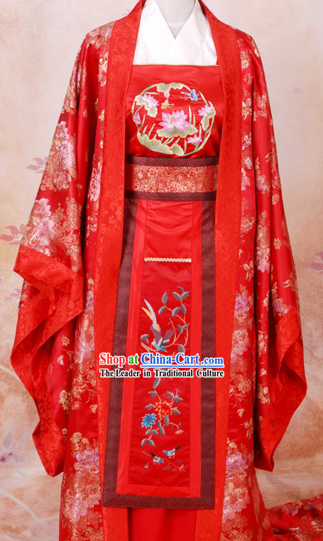 Tang Dynasty Embroidered Wedding Dress Complete Set for Brides