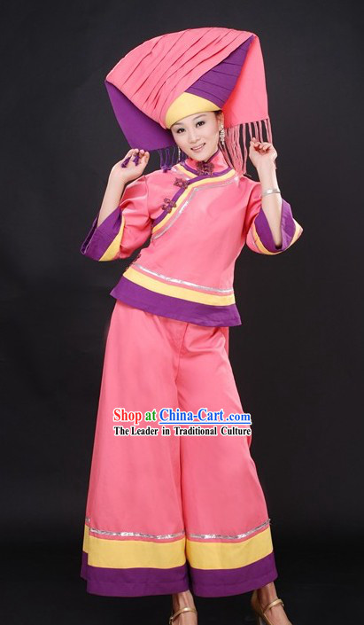 Chinese Stage Performance Dance Costumes and Hat for Women