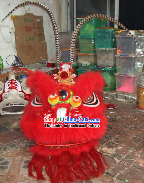 Beijing Opera Style Long Feather Lion Dance Costume Complete Set