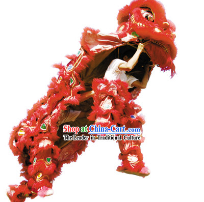 Beijing Olympics Games Opening Ceremony Red Sheep Fur Lion Dance Costume Complete Set