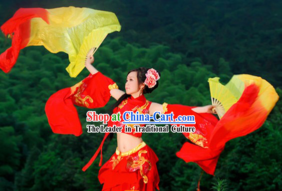 Qin Dynasty Chinese Princess Red Dance Costumes