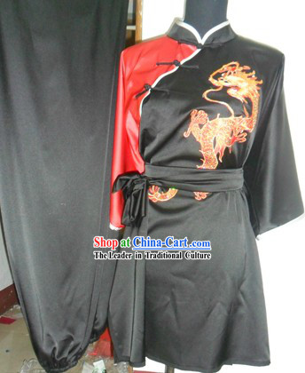 Chinese Long Fist Changquan Embroidered Dragon Silk Kung Fu Clothes