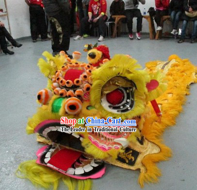 Old Style FUT SAN Southern Lion Dance Mask and Tail Complete Set