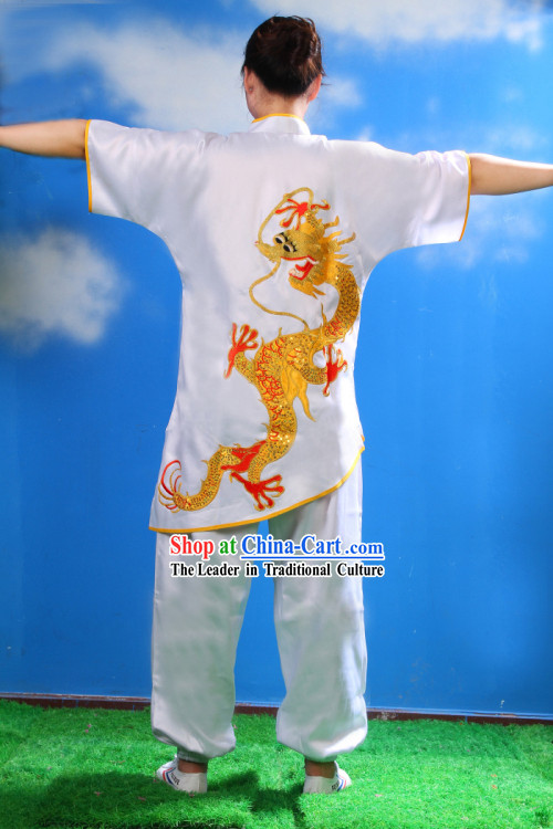 Traditional Chinese Embroidered Dragon Kung Fu Uniform for Women