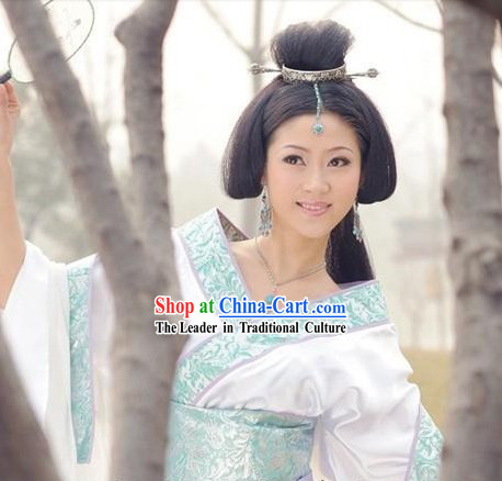 Chinese Han Dynasty Period Costume Wang Zhaojun Beauty White Costumes for Women