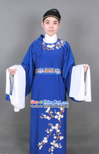 Ancient Chinese Opera Blue Young Men Costumes