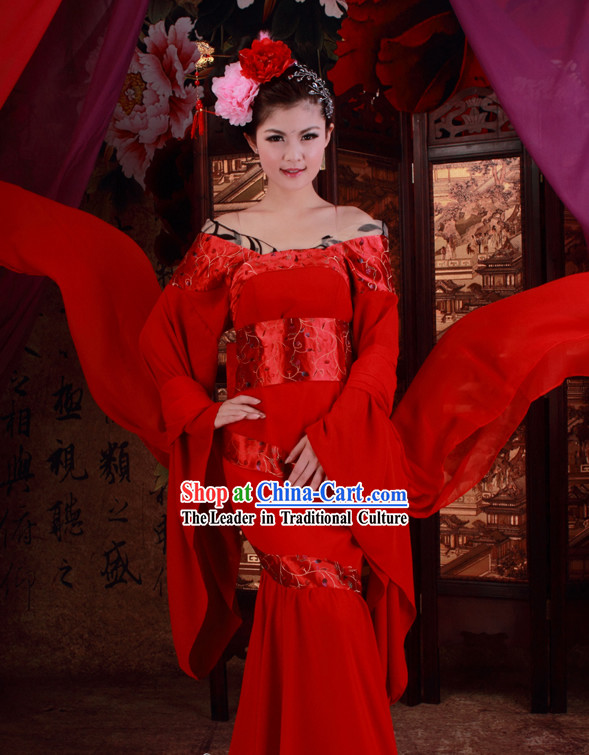 Chinese Classic Red Fish Tail Wedding Dress for Women