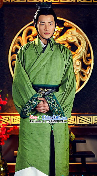 Ancient Han Dynasty Emperor Liu Bang Costume and Hat for Men