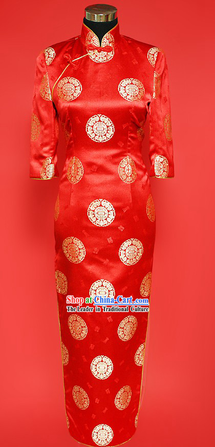 Stunning Red Tang Wedding Cheongsam for Brides