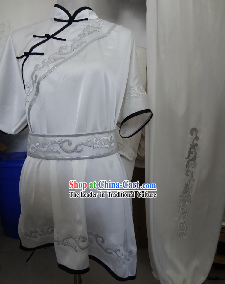 Traditional Silk White Martial Arts Competition Uniform