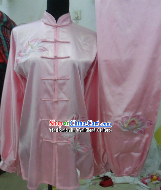 Pink Silk Lotus Kung Fu Wu Shu Uniform for Women