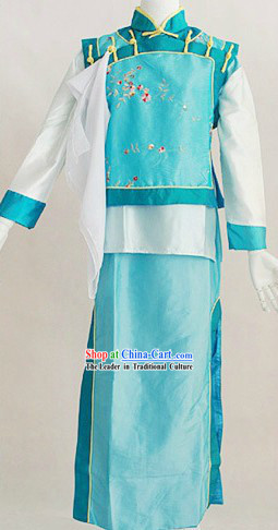 Qing Dynasty Blue Palace Maid Costumes for Women