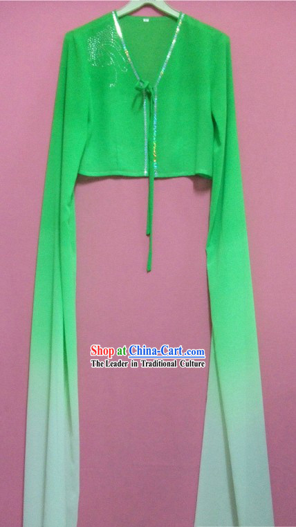 Green Color Transition Water Sleeve Dance Costumes