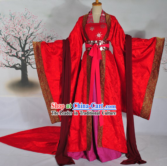 Ancient Chinese Red Wedding Dress Complete Set for Brides