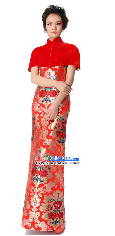 Chinese Classical Red Cheongsam Wedding Dress