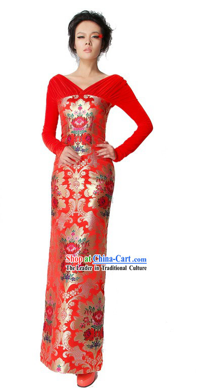 Chinese Classical Red Long Wedding Dress