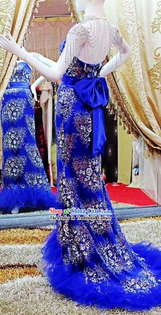 Stunning Shinning Blue Evening Dress for Women