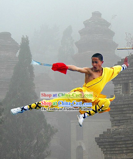 Traditional Shaolin Kung Fu Yellow Monk Costumes for Men