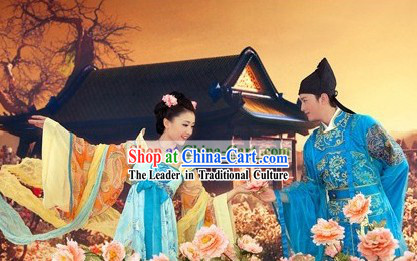 Ancient Chinese Tang Dynasty Wedding Couple Two Complete Sets for Men and Women