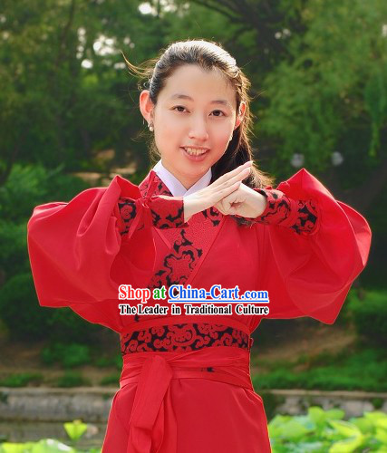 Han Dynasty Red Kung Fu Clothing for Women