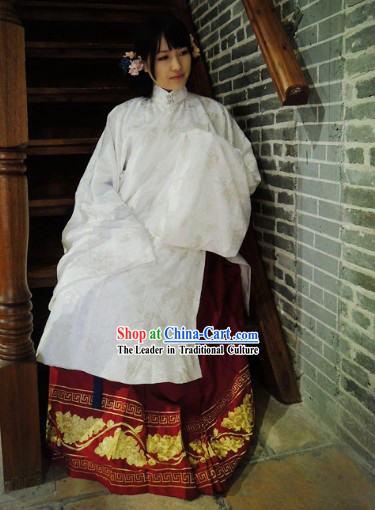 Ming Dynasty Princess Embroidered Flower Attire Clothing Complete Set