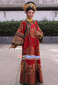 Qing Dynasty Imperial Palace Empress Clothing Complete Set for Women