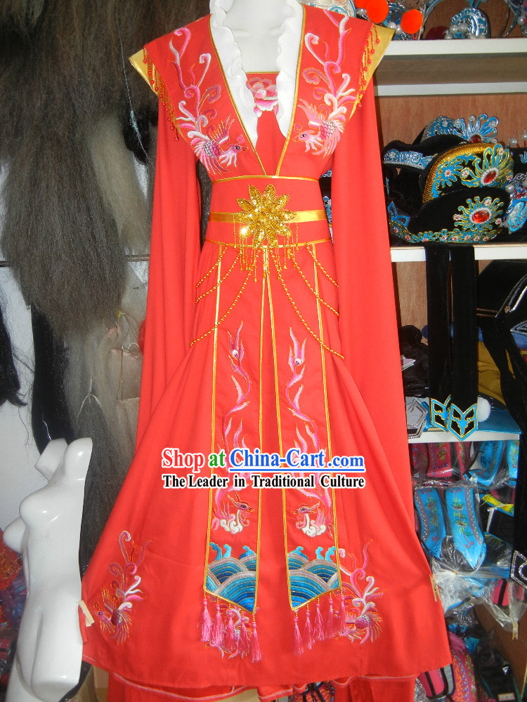 Red Chinese Opera Embroidered Phoenix Costumes
