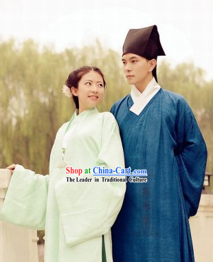 Traditional Chinese Song Dynasty Couple Clothes Complete Set for Men and Women