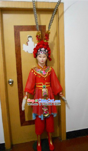 Beijing Opera Style Stage Performance Heroine Costumes and Headwear Complete Set for Children