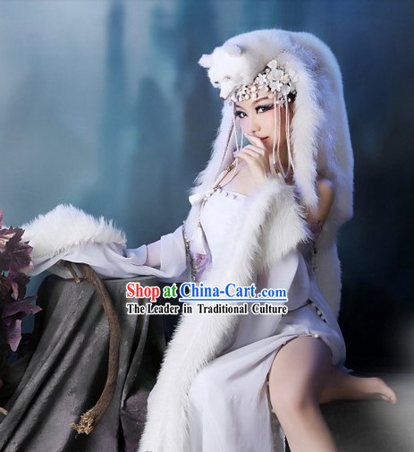 Ancient Chinese Fox Spirit Costumes and Headdress Complete Set