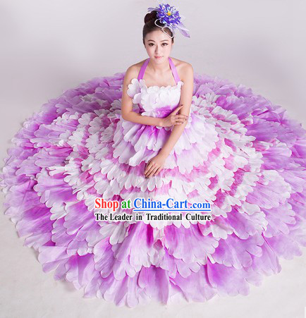 China Flower Dance Costumes and Headwear Complete Set for Women