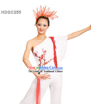 Winter Plum Blossom La Mei Dance Costumes and Headdress Complete Set for Women