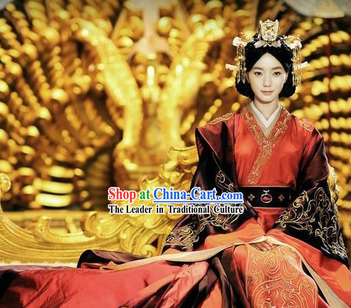 Han Dynasty Empress Wedding Outfit and Headwear for Women