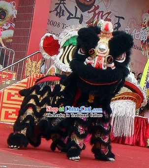 Black Fur Opening and Celebration Lion Dance Costume Complete Set