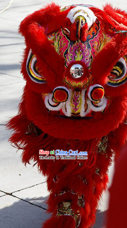 Southern Hoksan Adult Size Red Fur Lion Dance Head and Costume Complete Set