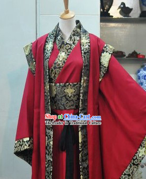 Ancient Chinese Red Bridegroom Wedding Dress Set for Men
