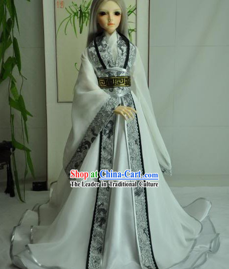 Ancient Chinese White Hanfu Clothing Complete Set for Men