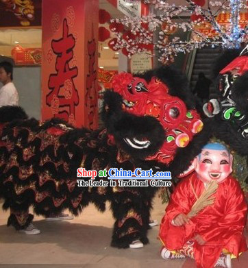 Red and Black Chinese New Year Customs Traditionals Lion Dance Lion Set