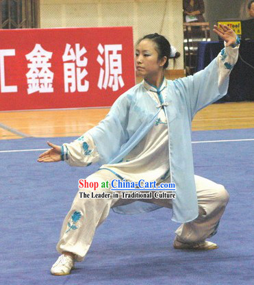 White Gong Fu Martial Arts Mandarin Collar Competition and Practice Outfit for Women
