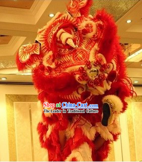 Traditional Chinese Old Style Red Business Opening Lion Dance Equipment Complete Set
