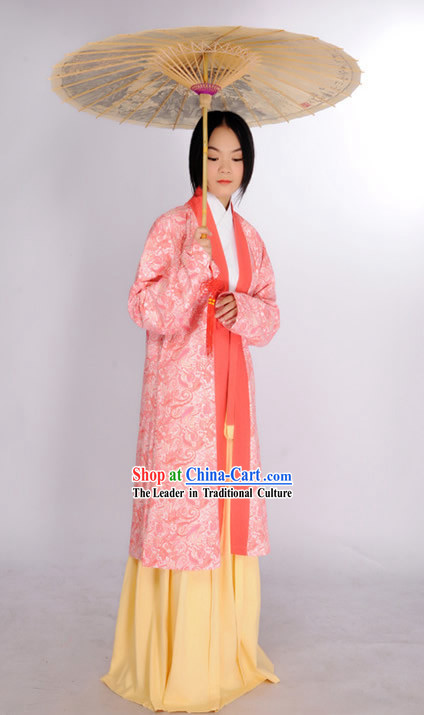 Ancient Chinese Beauty Outfits and Umbrella Complete Set